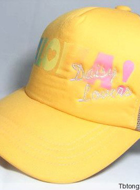日单DAIS* LOVER*蓝色和黄色字母渐变捧球帽 网帽-m