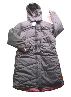 正品*欧单GINK**A深灰色电脑绣中长连帽棉衣12岁-M