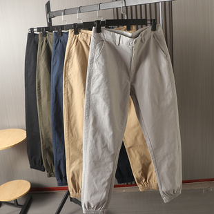 纯棉斜纹纱卡 jogger百搭弹力束脚休闲裤 秋季 时尚 男士 出口单