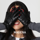 MAGENA潇洒又潮范 英国小羊皮红唇手套 高品质细腻真皮保暖加绒