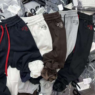 加绒加厚束脚刺绣卫裤宽松束脚