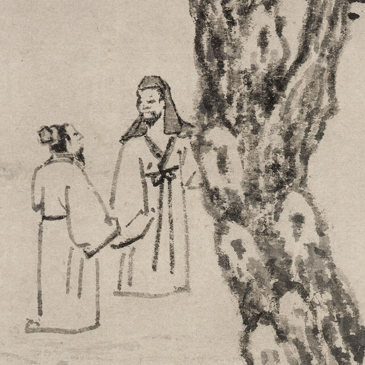 沈周53x144cm三棵梓树海外中国画