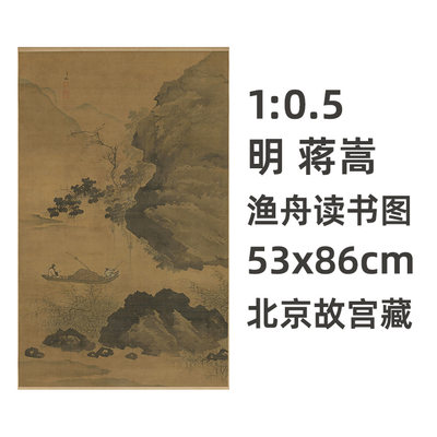明蒋嵩渔舟读书图真迹复制品