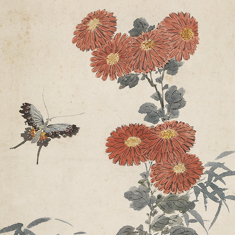 明 唐寅 画鸡真迹图 复制品24x93cm台北故宫收藏明代国画名家名作