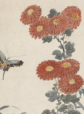 明唐寅画鸡真迹图收藏国画复制品