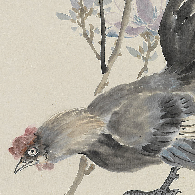 清 陈舒 新年大吉图 真迹复制品35x86cm台北故宫藏清代山水画名作