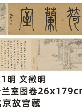 1:1 明 文徵明 猗兰室图卷 真迹复制 26x179cm北京故宫明代花鸟画