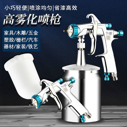 汽车喷漆枪气动钣金家具补漆工具油漆喷壶涂料W101W200喷枪上下壶