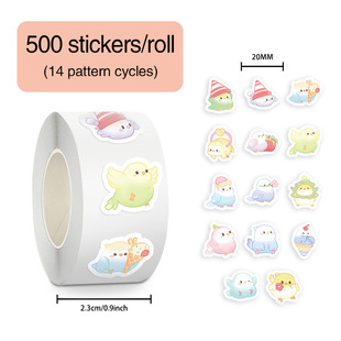 2000贴14张循环小鹦鹉卷卷贴装 饰吉他花盆单车键盘防水儿童贴纸
