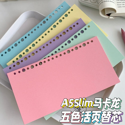 A5马卡龙双胶纸活页替芯6孔20孔