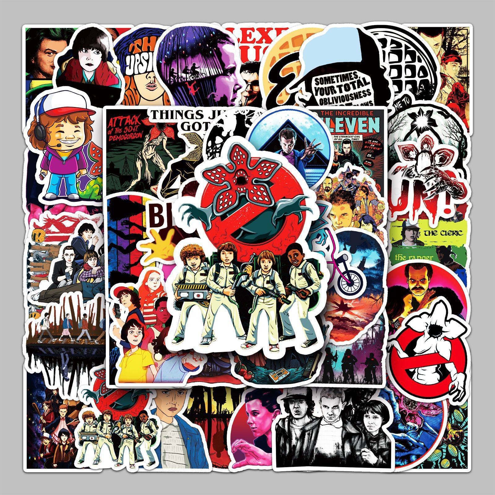 51张美剧怪奇物语涂鸦儿童行李箱笔记本电脑滑板车手机壳装饰贴纸