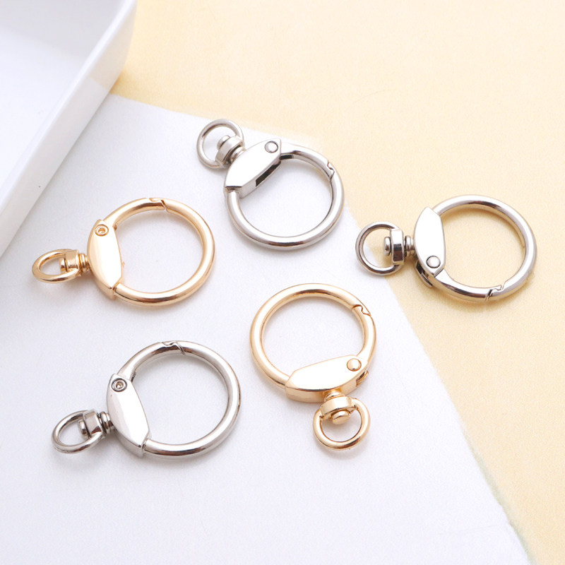 金属钥匙扣diy圆圈锌合金粗钥匙圈金色旋转钥匙环不锈钢锁匙可爱