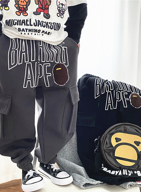 男童春秋裤子2025新款儿童潮牌纯棉工装裤运动裤中大童冬加绒长裤