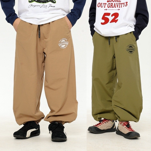 潮牌童装男童裤子2026春夏新款美式高街中大儿童休闲长裤宽松纯色