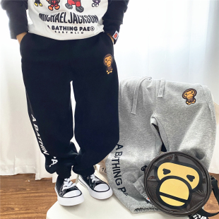 男童春秋裤子2026新款儿童潮牌纯棉运动裤纯色卫裤中大童休闲长裤