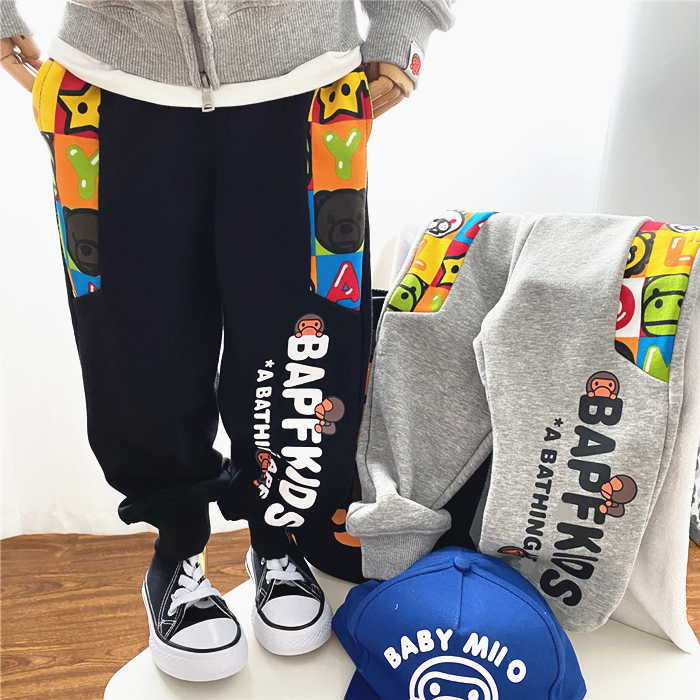 清仓春秋男童女童潮牌字母卡通纯棉运动裤 卫裤 宝宝儿童百搭长裤