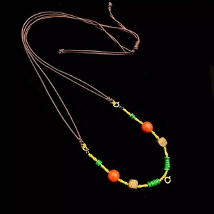 安伯曼翡翠药片辣绿满绿沉香方糖南红18K金竹节豆豆W能扣项链