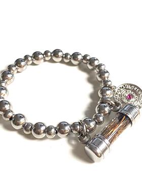 安伯曼九宝铜发S利符管圆饼不锈钢豆豆手链