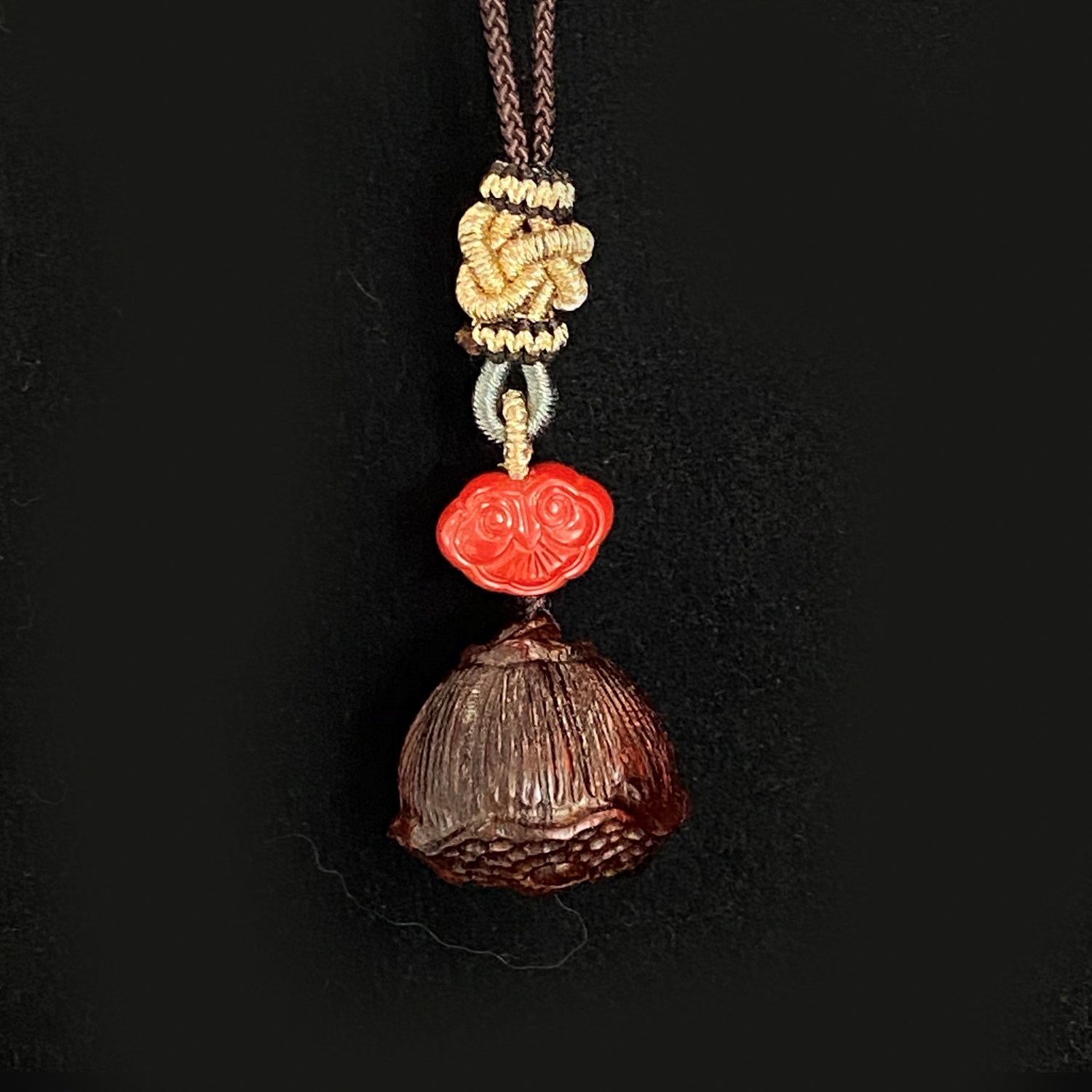 安伯曼小叶紫檀小莲蓬滚动莲子帝王砂编绳挂件