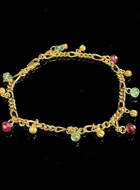 安伯曼18K金南瓜珠红宝石祖母绿满天星硕果累累手链水果锦囊