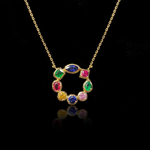 石祖母绿彩色蓝宝石甜甜圈