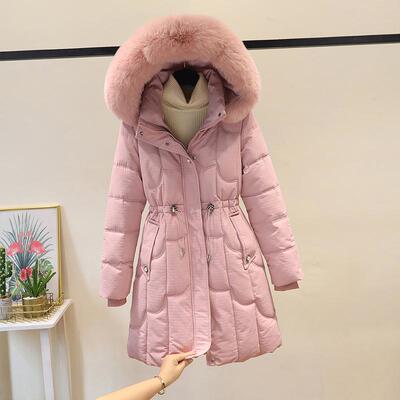 2024冬新款大毛领收腰棉衣羽绒棉