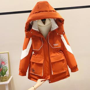 冬装新款可拆卸帽冲锋衣加厚棉袄工装派克服中长款羽绒棉衣女棉服