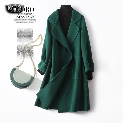 双面羊绒大衣女中长款七分袖韩版
