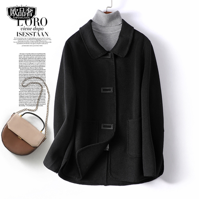 绵羊毛双面呢大衣短款韩版小个子