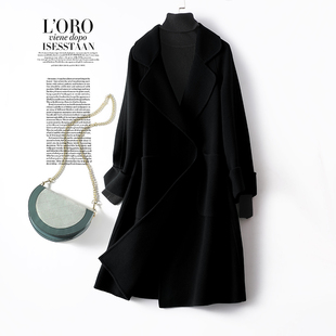 羊绒大衣女中长款黑色双排扣韩版宽松双面呢秋冬新款高端毛呢外套
