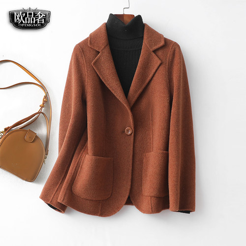 羊毛呢外套女短款一粒扣气质大衣