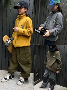 mama studio 儿童冬山系户外风摇粒绒立领外套保暖内胆实用中间层