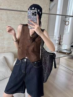 背心坎肩马夹外套时尚 2025新款 无袖 秋季 百搭 麂皮绒马甲女短款