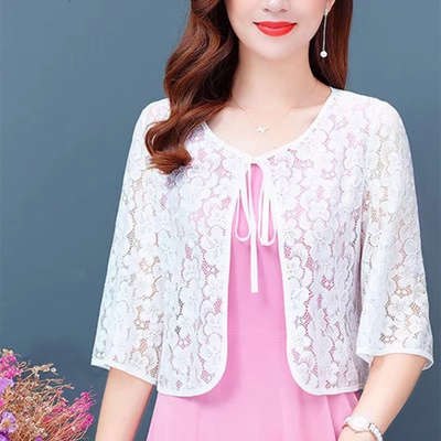 五分袖宽松蕾丝简约小披肩缕空