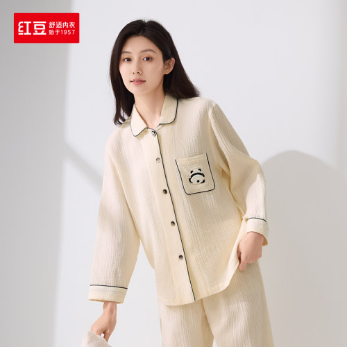 红豆女士睡衣纯棉棉纱5J140