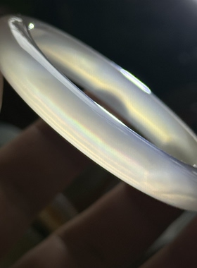 天然马料海洋玉髓白冰一叶白龙纹七彩极光彩虹光虹膜玛瑙手镯55口