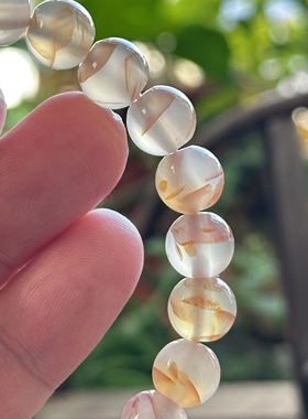 天然马料海洋玉髓高冰白冰红龙纹花瓣玛瑙手串手链冰透10mm珠子