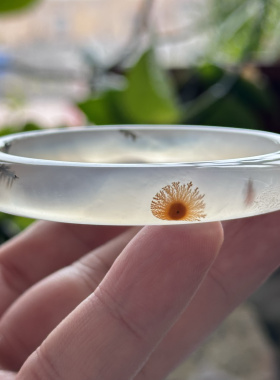 云臻阁天然海洋玉髓草花大花小草水墨太阳花景观清新玛瑙手镯58口