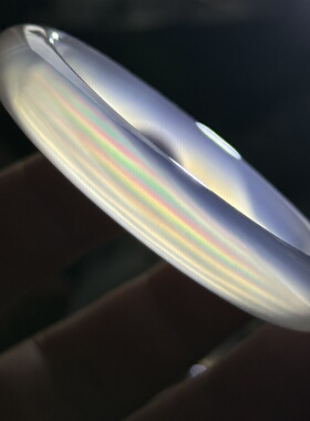 七彩极光彩虹光虹膜玛瑙手镯冰透马料白冰透彩高冰冰种玉髓镯子52