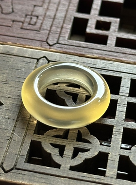 天然马料海洋玉髓高冰黄冰玛瑙戒圈戒指环冰种刚透厚实冰感17  18