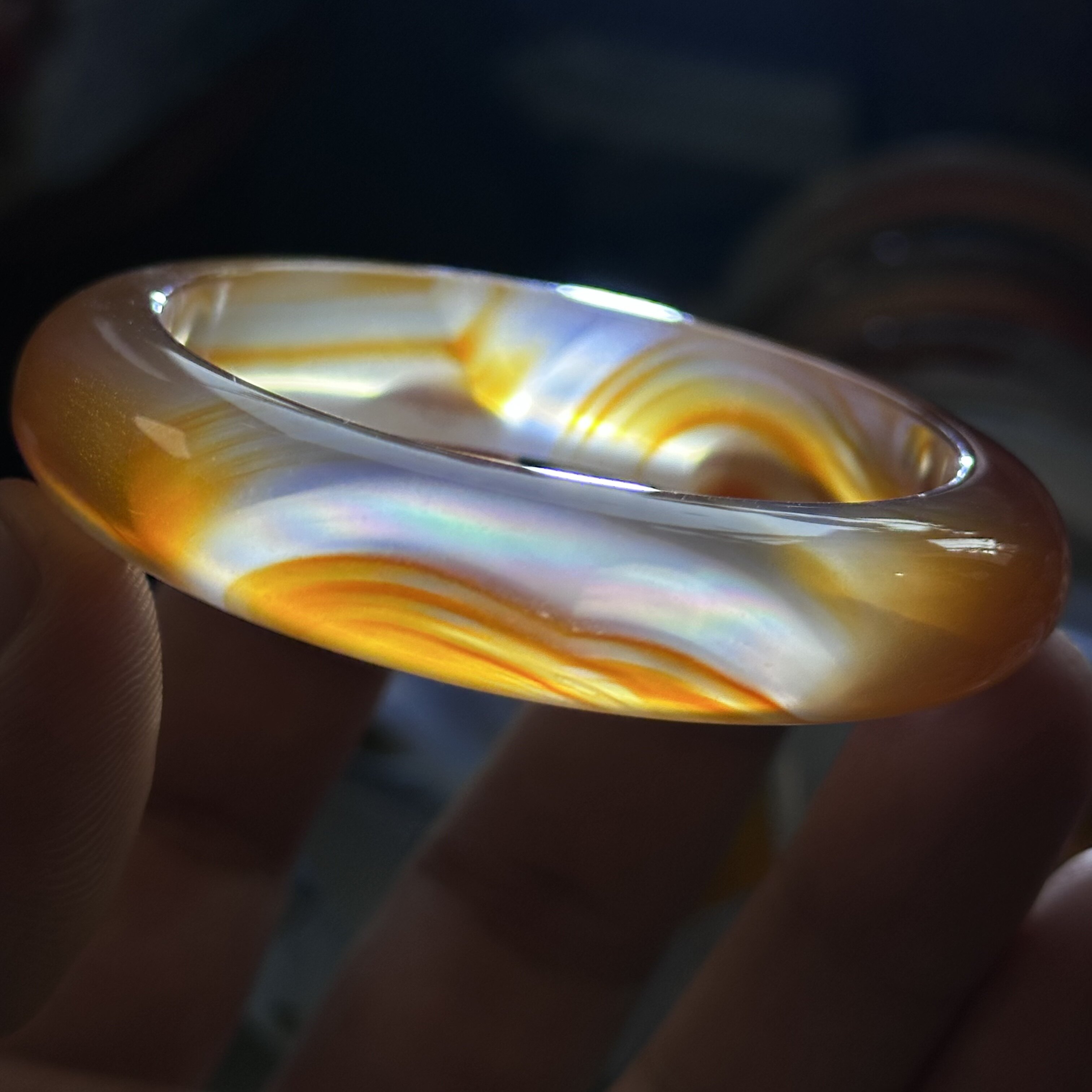 天然巴玉冰红玛瑙七彩极光彩虹光虹膜玛瑙手镯彩虹桥水墨炫彩54口