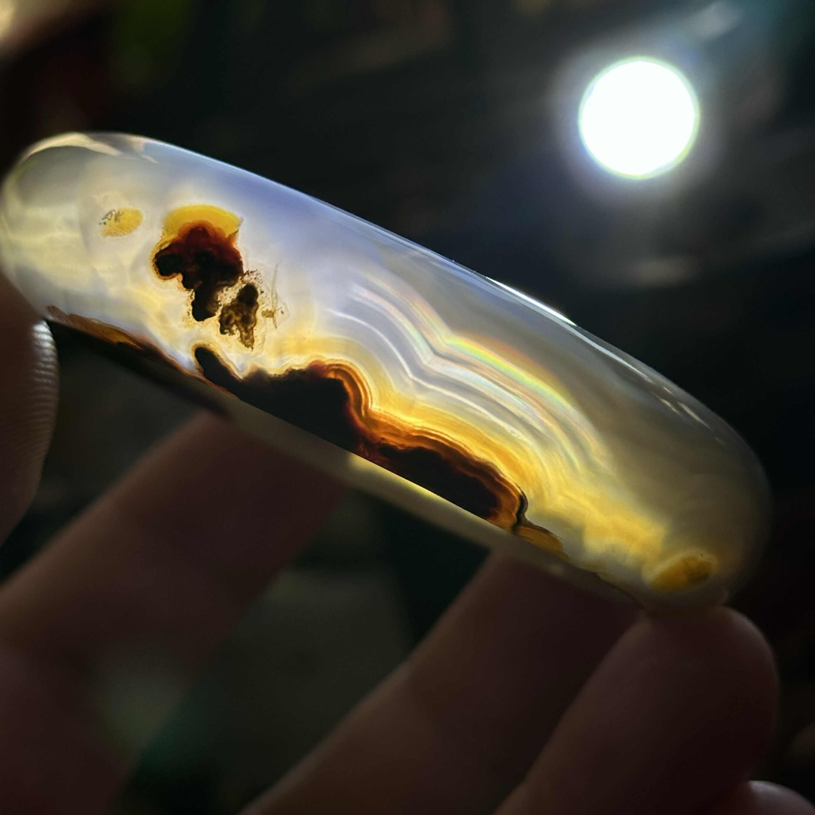 天然巴西水墨红七彩极光彩虹玛瑙山景意境云海日出景观手镯58口径