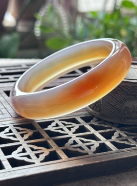 天然马料海洋玉髓高冰俏色鸿运当头黄冰冰红玛瑙手镯60口径