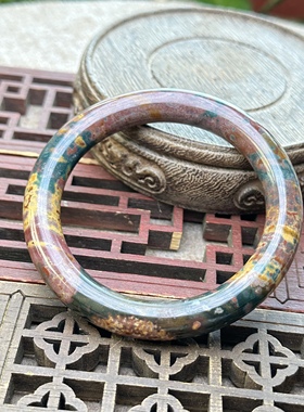 天然马料海洋七彩原色玛瑙圆条油画风景多彩手镯炫彩镯子60口径