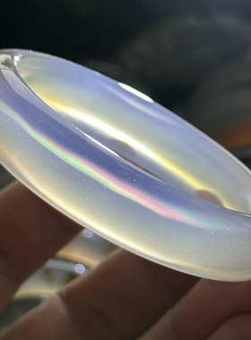 天然马料海洋玉髓高冰白冰透七彩极光彩虹光虹膜玛瑙手镯炫彩60口