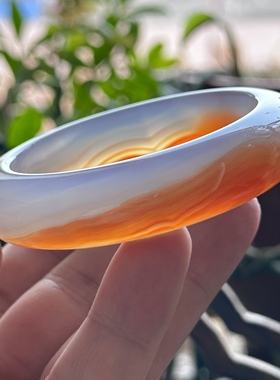 天然巴西俏色红山景缠丝七彩极光彩虹光虹膜玛瑙手镯日出景观55口