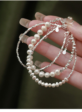 S925碎银子几两珍珠手链女生ins小众设计感高级感轻奢闺蜜礼物潮