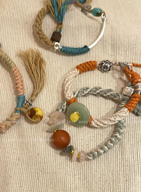 平安喜乐~新中式天然石编织手链女夏ins小众设计感手绳民族风手饰