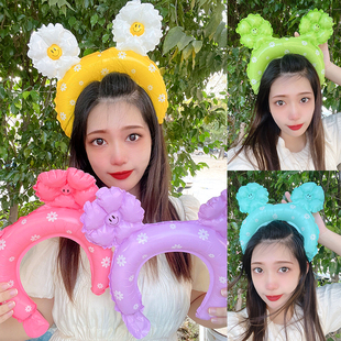 彩色小雏菊太阳花笑脸发箍气球儿童宝宝周岁生日野餐拍照发饰道具