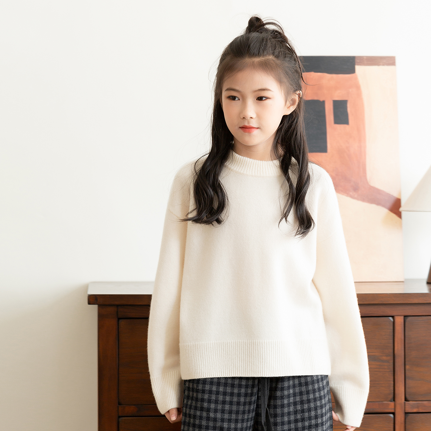 全羊毛女童毛衣大童2025秋冬